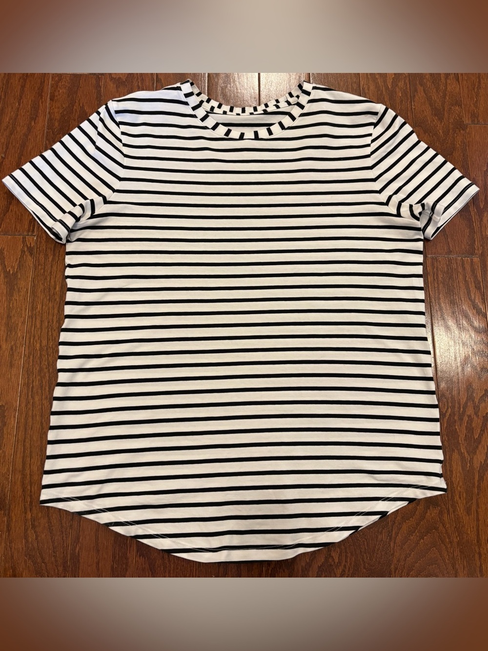 Lululemon Black & White Striped Short Sleeve Shirt – Fits Like Medium